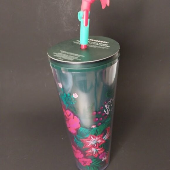 Starbucks Holiday 2022 Poinsettia Venti Tumbler + Flower Straw Topper - Picture 3 of 7